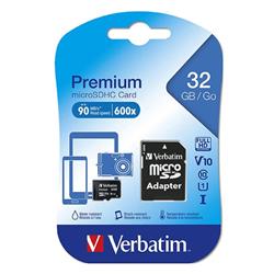 MEMORIA MICROSDHC VERBATIM 32GB PREMIUM 90MB/S 600X V10 C10