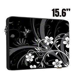 FUNDA NOTEBOOK 15.6 NEGRA CON FLORES BLANCAS