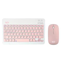 COMBO BT TECLADO Y MOUSE PORTABLE RDKM-906 ROSA Y BLANCO